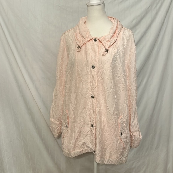 Chico's Weekends Lt Pink Lightweight Button Front Jacket Sz 3 - Picture 1 of 12